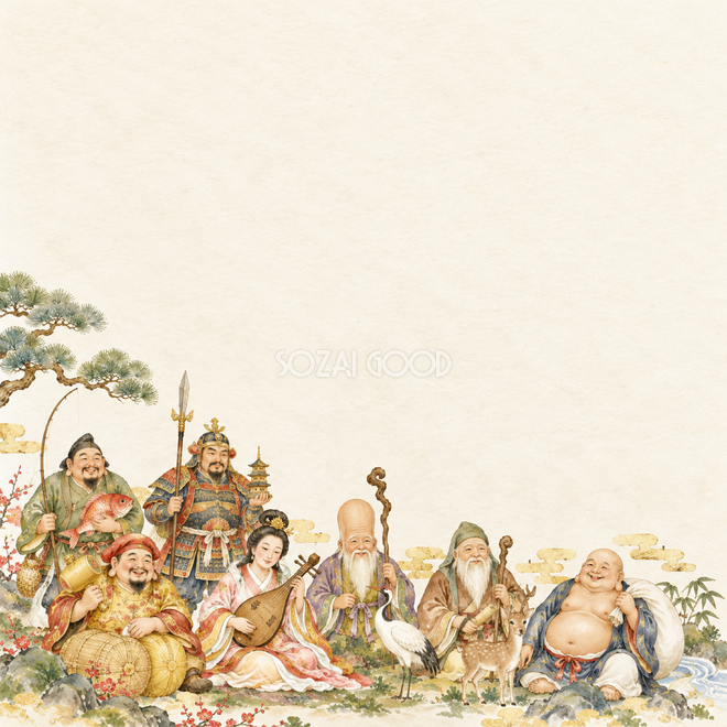 七福神右下の飾り背景 七福神右下の飾り背景