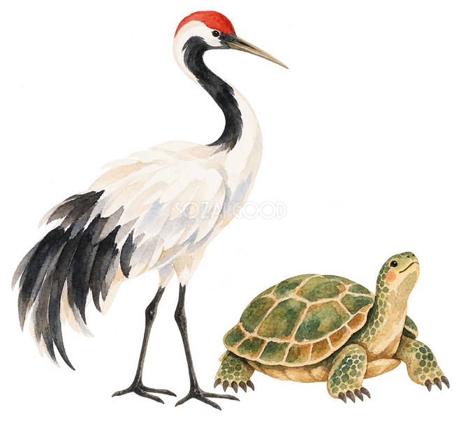 鶴と亀イラスト 鶴と亀イラスト