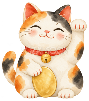 招き猫のお正月イラスト｜無料の縁起物素材 102888