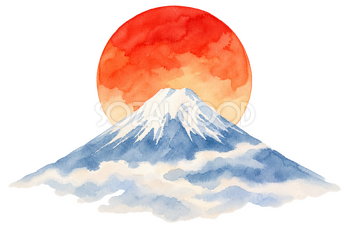 富士山と初日の出のお正月イラスト｜無料の縁起物素材 102894