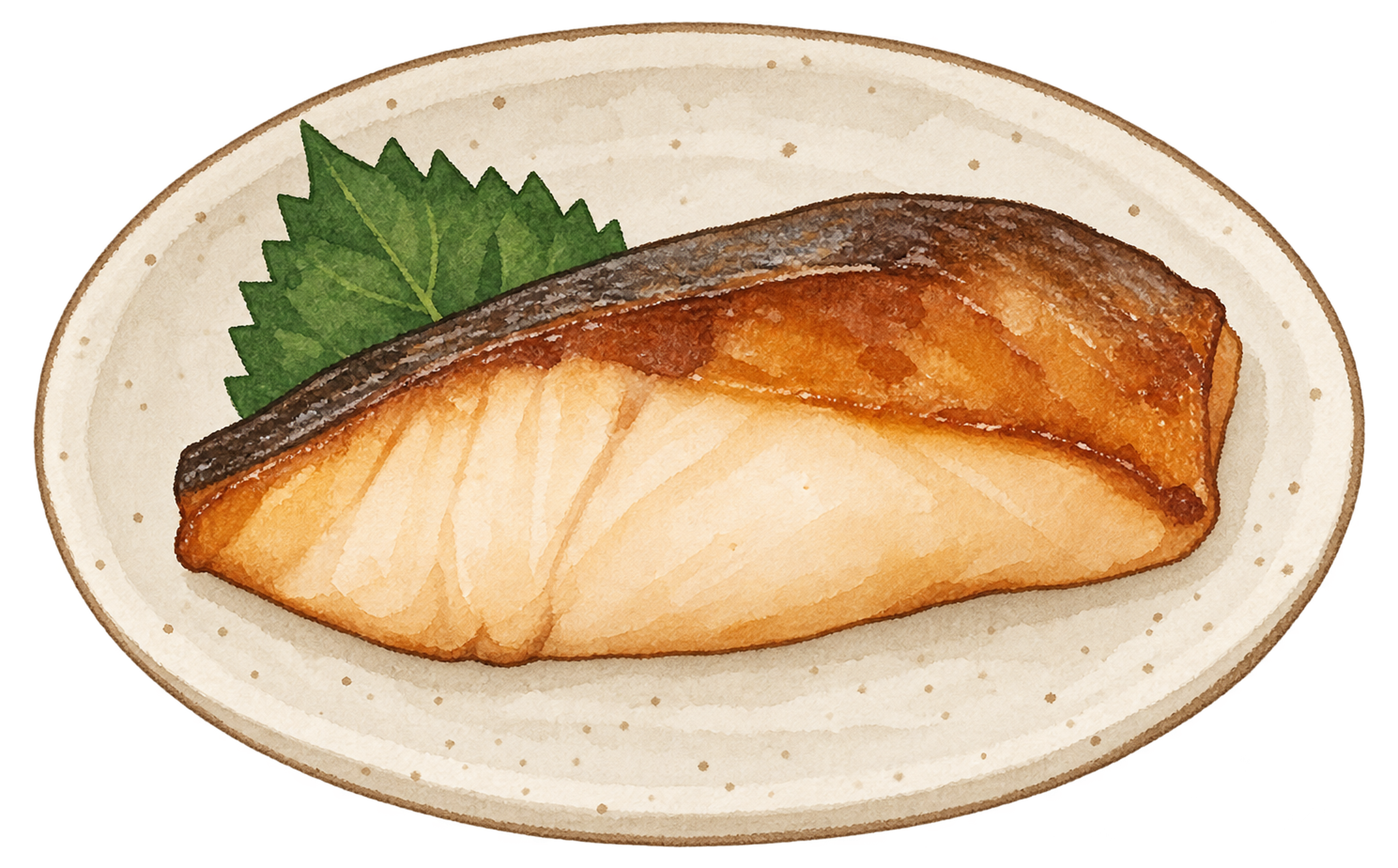 ぶりの照り焼きの水彩イラスト｜お正月の無料素材 102931に写真・文字を入れる