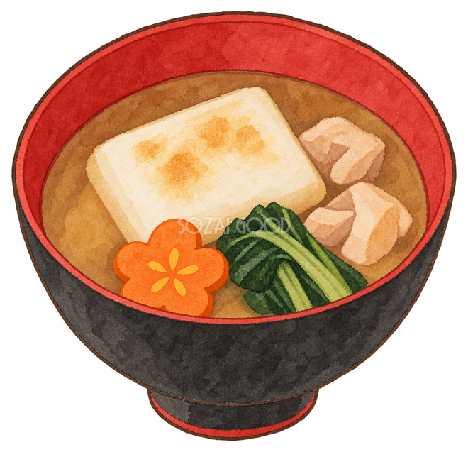 すまし汁のお雑煮イラスト すまし汁のお雑煮イラスト