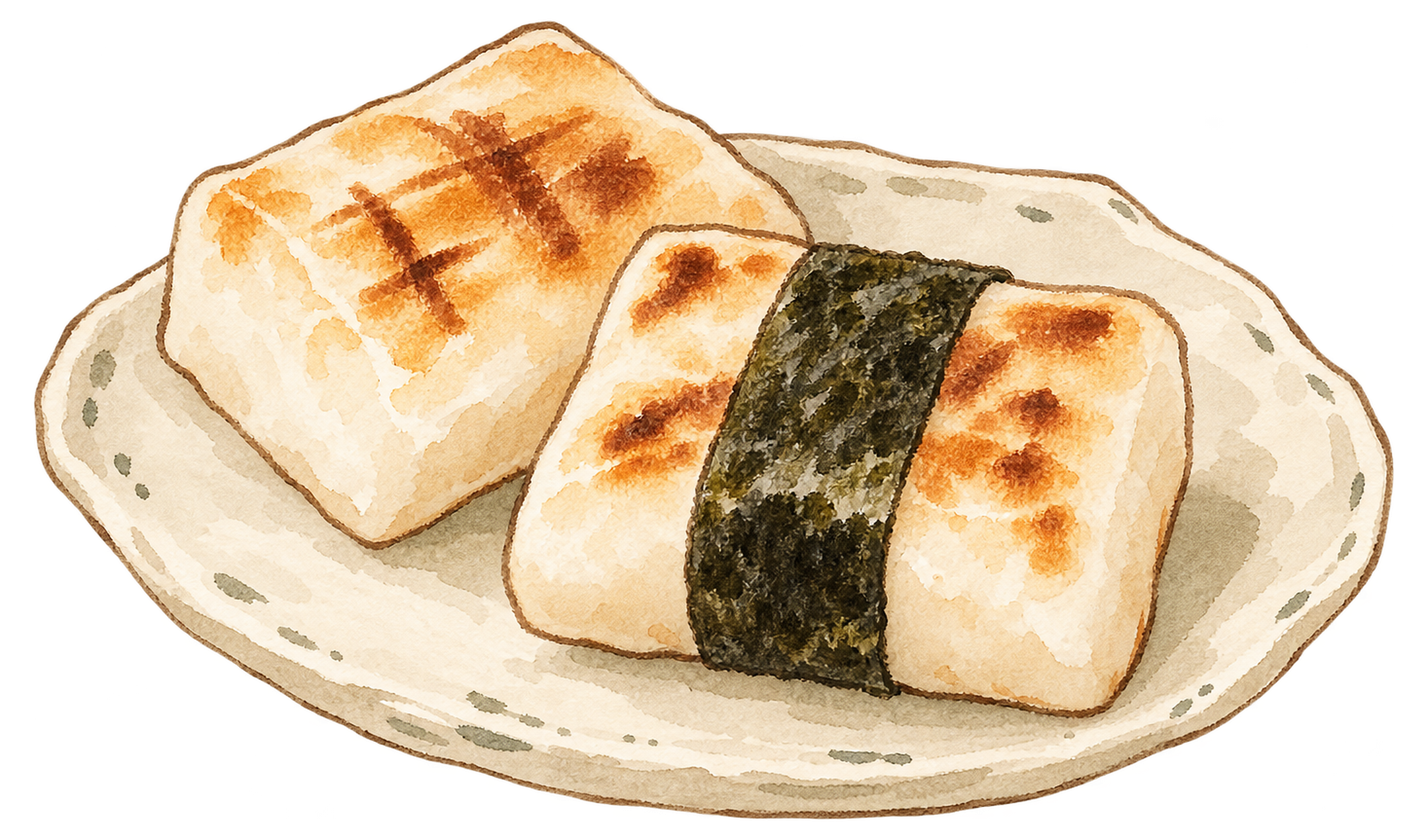 焼き餅の水彩イラスト｜お正月の無料素材 102939に写真・文字を入れる