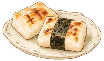 焼き餅の水彩イラスト｜お正月の無料素材 102939