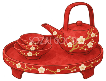 お屠蘇の器の水彩イラスト｜お正月の無料素材 102942