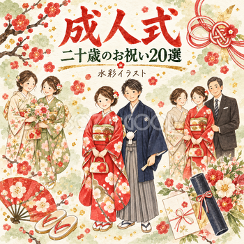 成人式・二十歳のお祝い20選｜水彩イラストの無料素材 102943