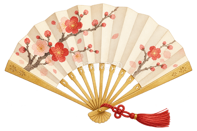 祝い扇と房飾りイラスト