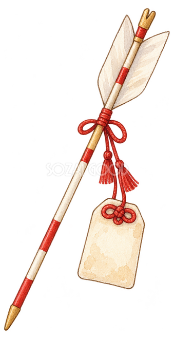 破魔矢とお守りイラスト