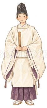 神職の水彩イラスト｜初詣の無料素材 102983