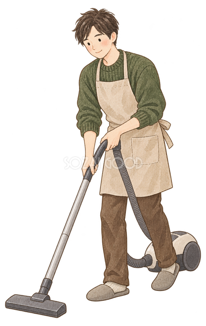 掃除機をかける男性イラスト 掃除機をかける男性イラスト
