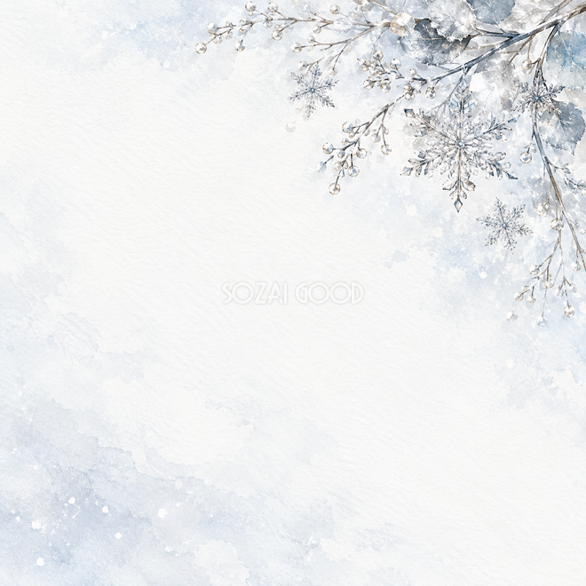 雪の結晶と白銀・正方形・右上 雪の結晶と白銀・正方形・右上