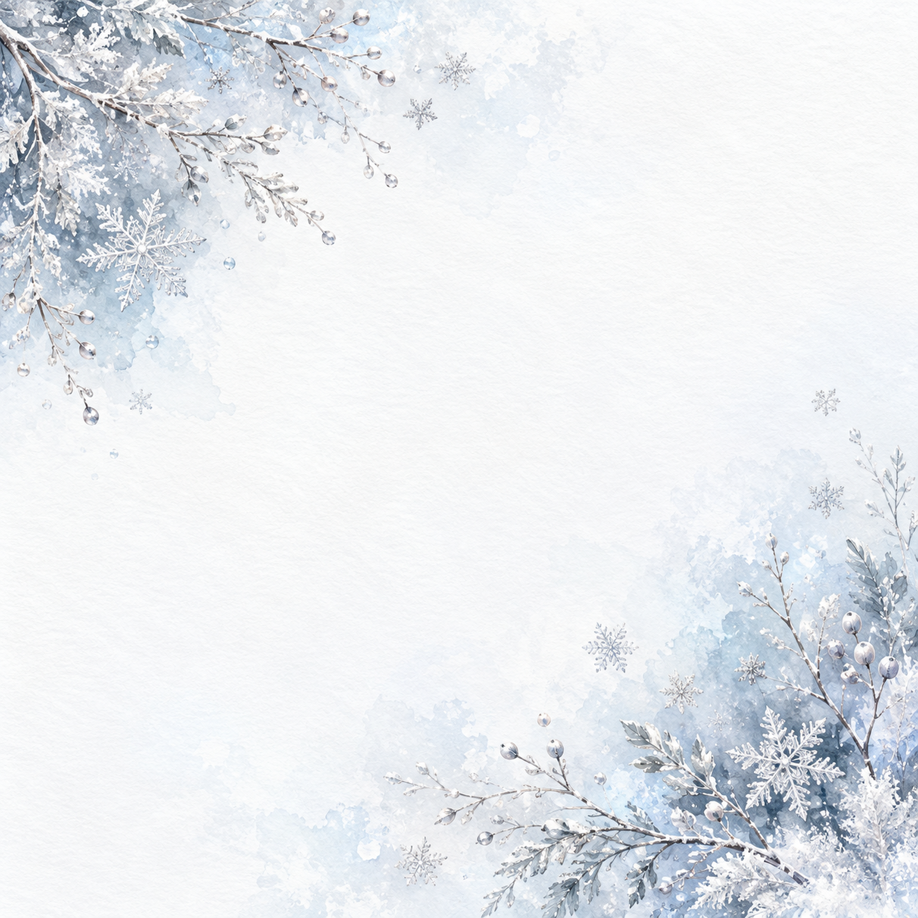 雪の結晶と白銀・対角の彩り｜文字なしの無料背景イラスト素材 103016に写真・文字を入れる