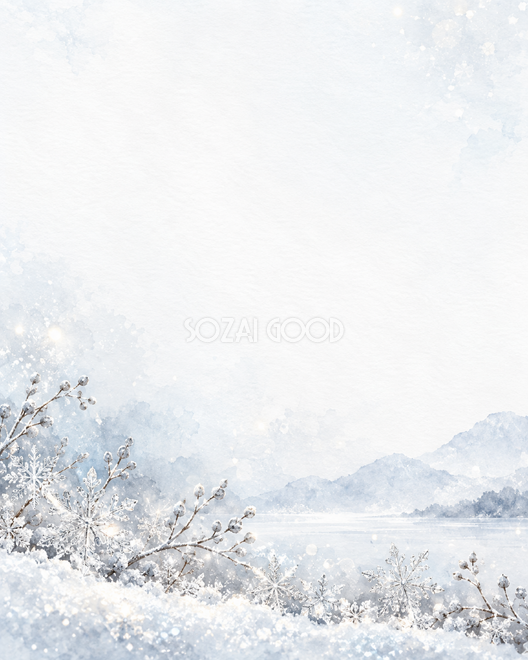 雪の結晶と白銀・縦長・足元 雪の結晶と白銀・縦長・足元