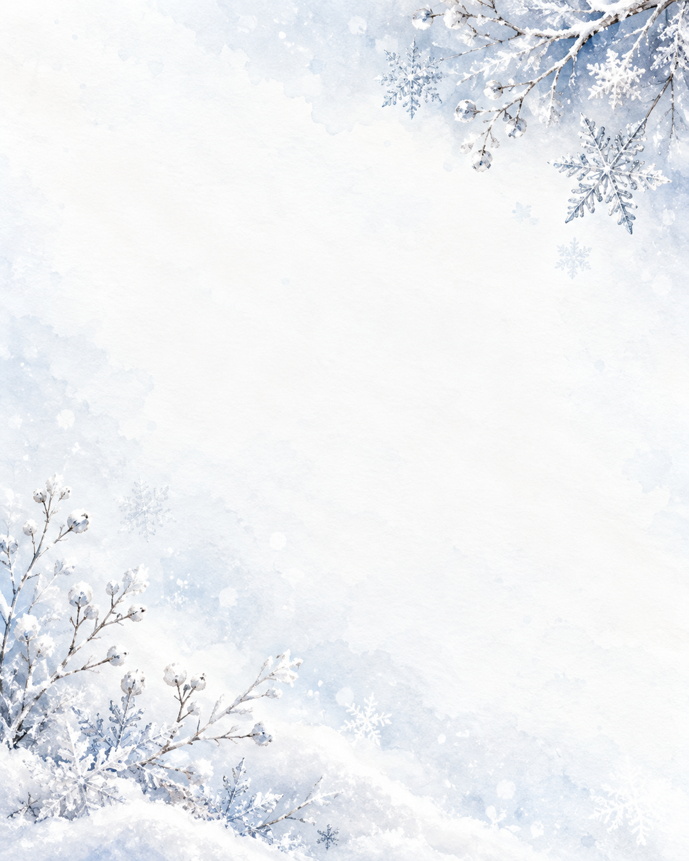 雪の結晶と白銀・縦長・対角の彩り｜文字なしの無料背景イラスト素材 103020に写真・文字を入れる