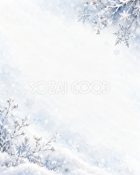 雪の結晶と白銀・縦長・対角の彩り｜文字なしの無料背景イラスト素材 103020
