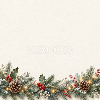 余白の広いクリスマス・下辺に広がる彩り｜文字なしの無料背景イラスト素材 103027