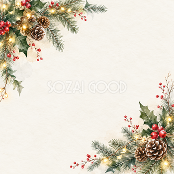余白の広いクリスマス・対角の彩り｜文字なしの無料背景イラスト素材 103029