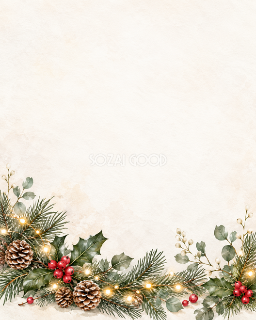 クリスマス飾り・縦長・下辺 クリスマス飾り・縦長・下辺