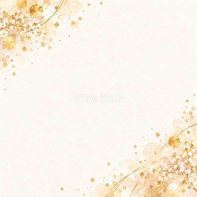 金の紙吹雪・正方形・対角