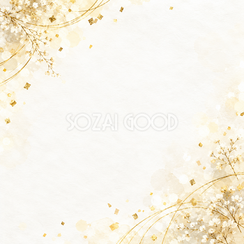 金の紙吹雪と祝福の光・周辺のやさしい彩り｜文字なしの無料背景イラスト素材 103069