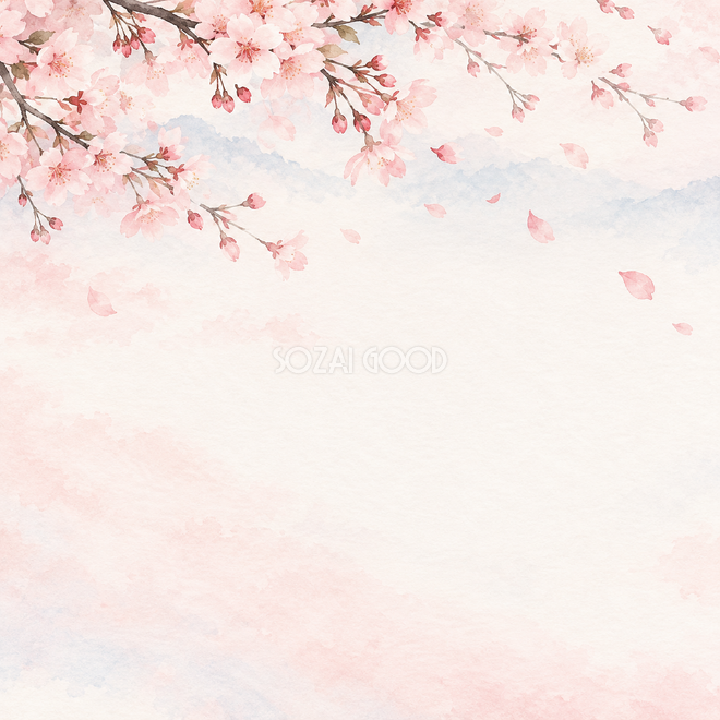 桜の花びら・正方形・上辺 桜の花びら・正方形・上辺