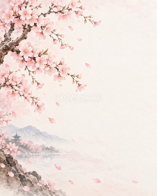 桜の花びら・縦長・片側