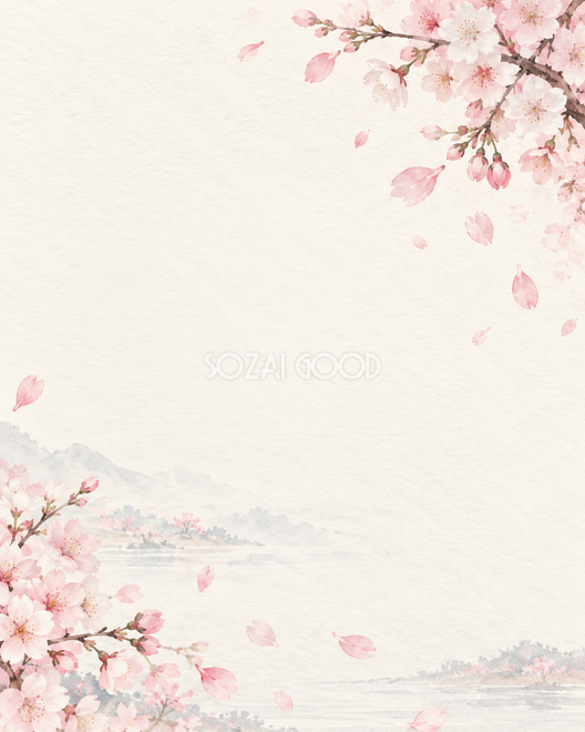 桜の花びら・縦長・対角 桜の花びら・縦長・対角