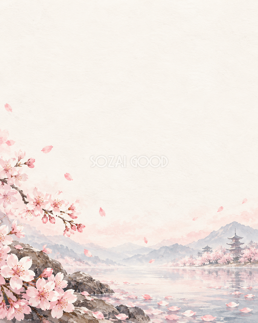 桜の花びら・縦長・下辺