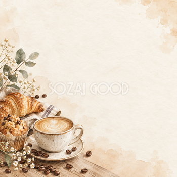 カフェメニュー用背景・左下の彩り｜文字なしの無料背景イラスト素材 103116