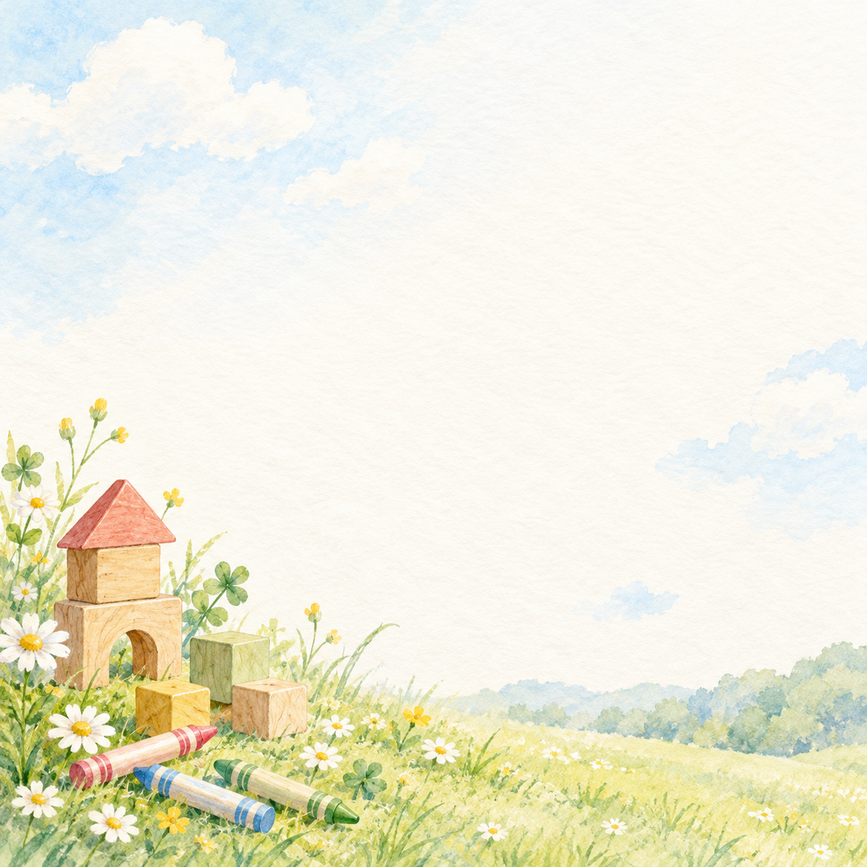子どものお便り背景・左下の彩り｜文字なしの無料背景イラスト素材 103142に写真・文字を入れる