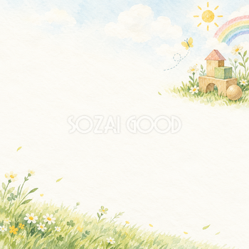 子どものお便り背景・右上の彩り｜文字なしの無料背景イラスト素材 103143