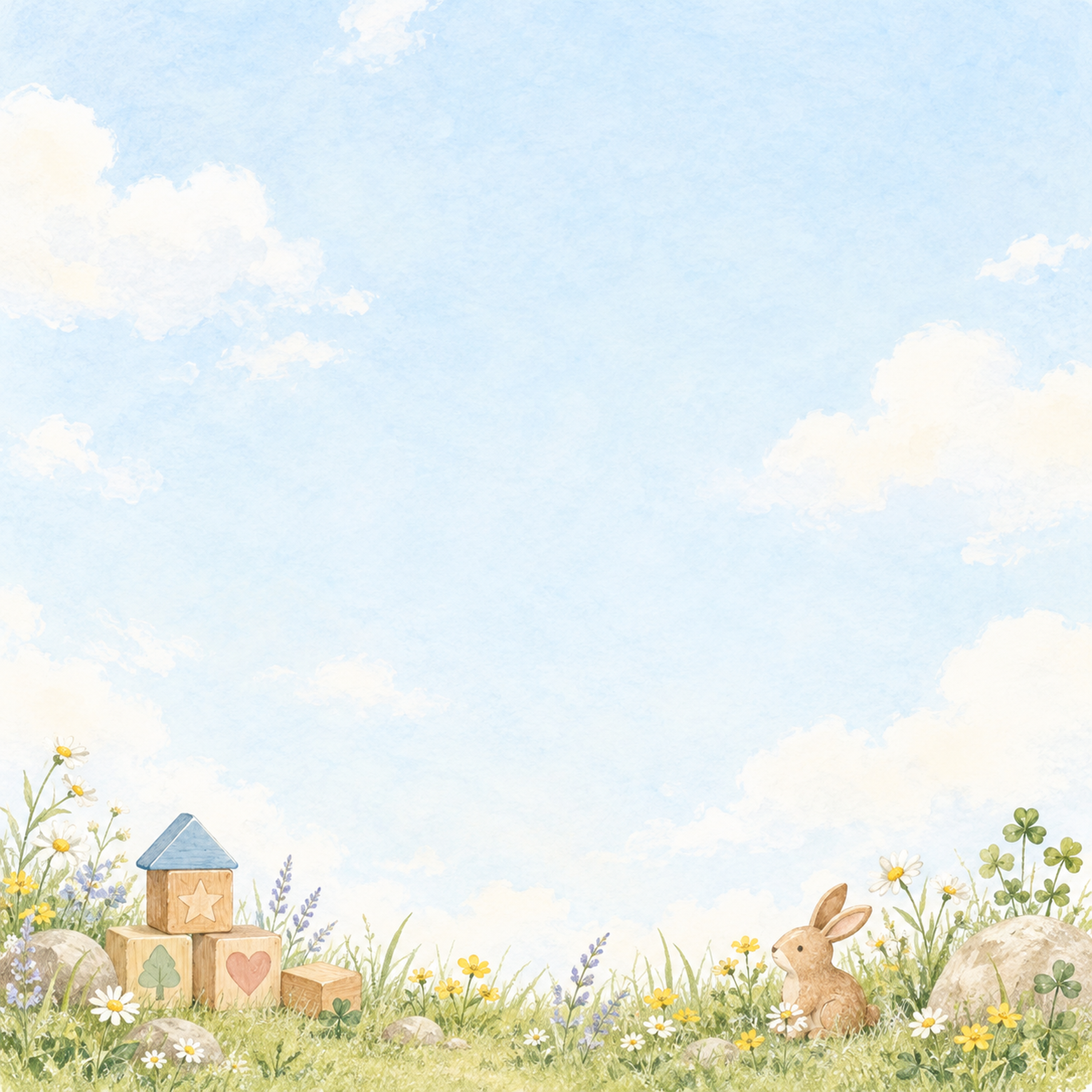 子どものお便り背景・下辺に広がる彩り｜文字なしの無料背景イラスト素材 103144に写真・文字を入れる