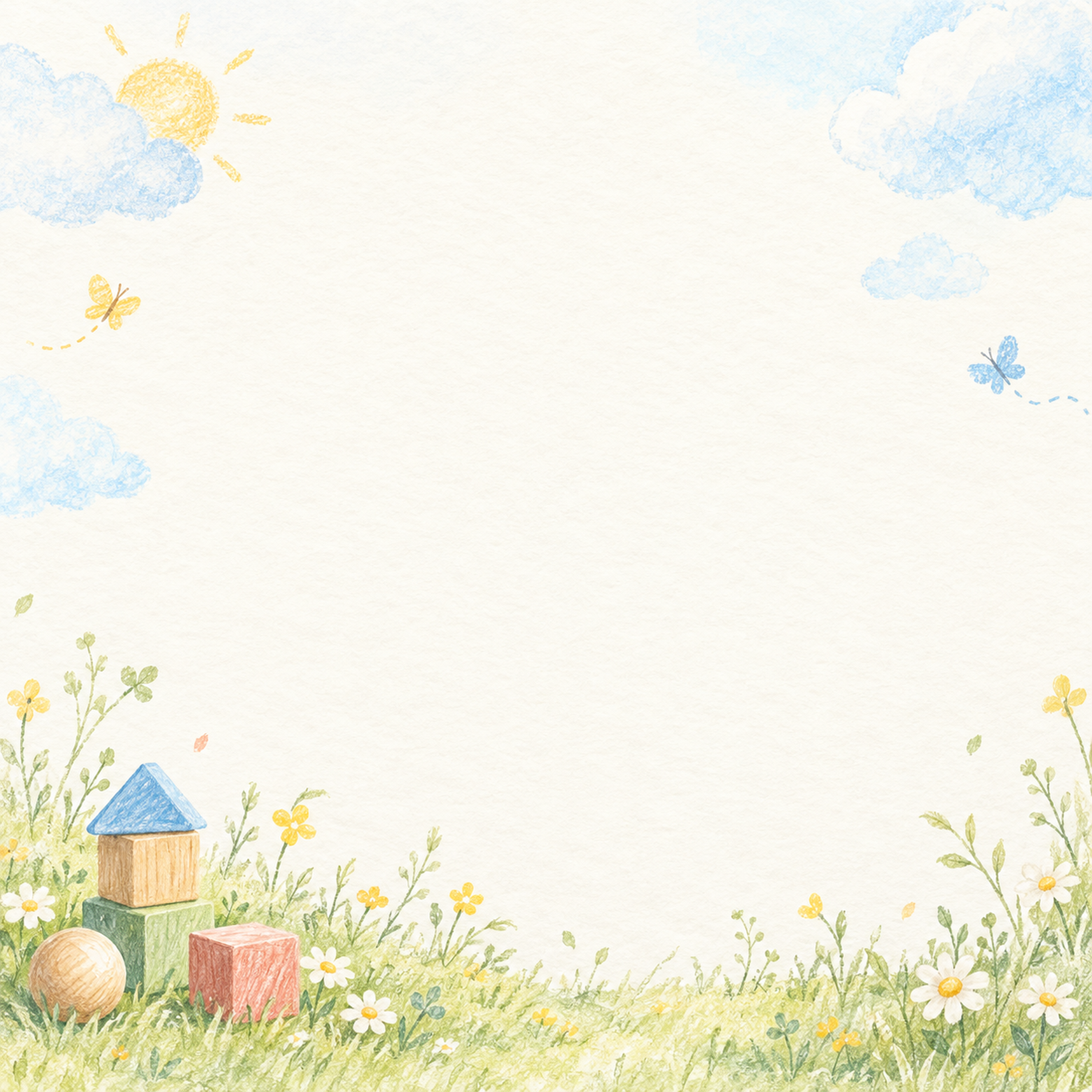 子どものお便り背景・周辺のやさしい彩り｜文字なしの無料背景イラスト素材 103147に写真・文字を入れる