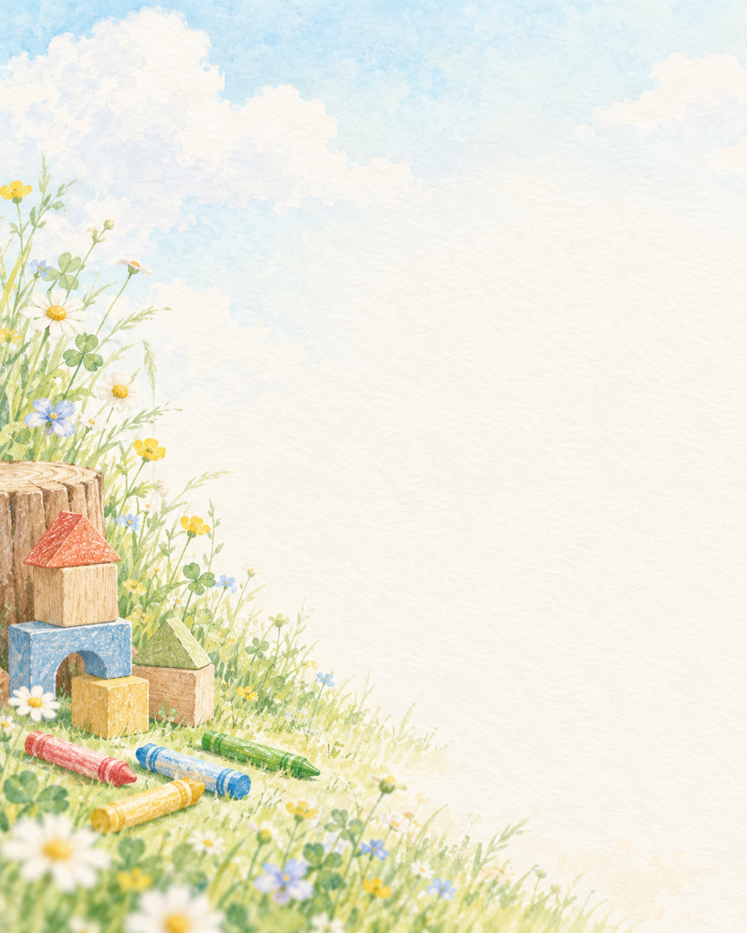 子どものお便り背景・縦長・片側の彩り｜文字なしの無料背景イラスト素材 103149に写真・文字を入れる