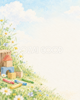 子どものお便り背景・縦長・片側の彩り｜文字なしの無料背景イラスト素材 103149