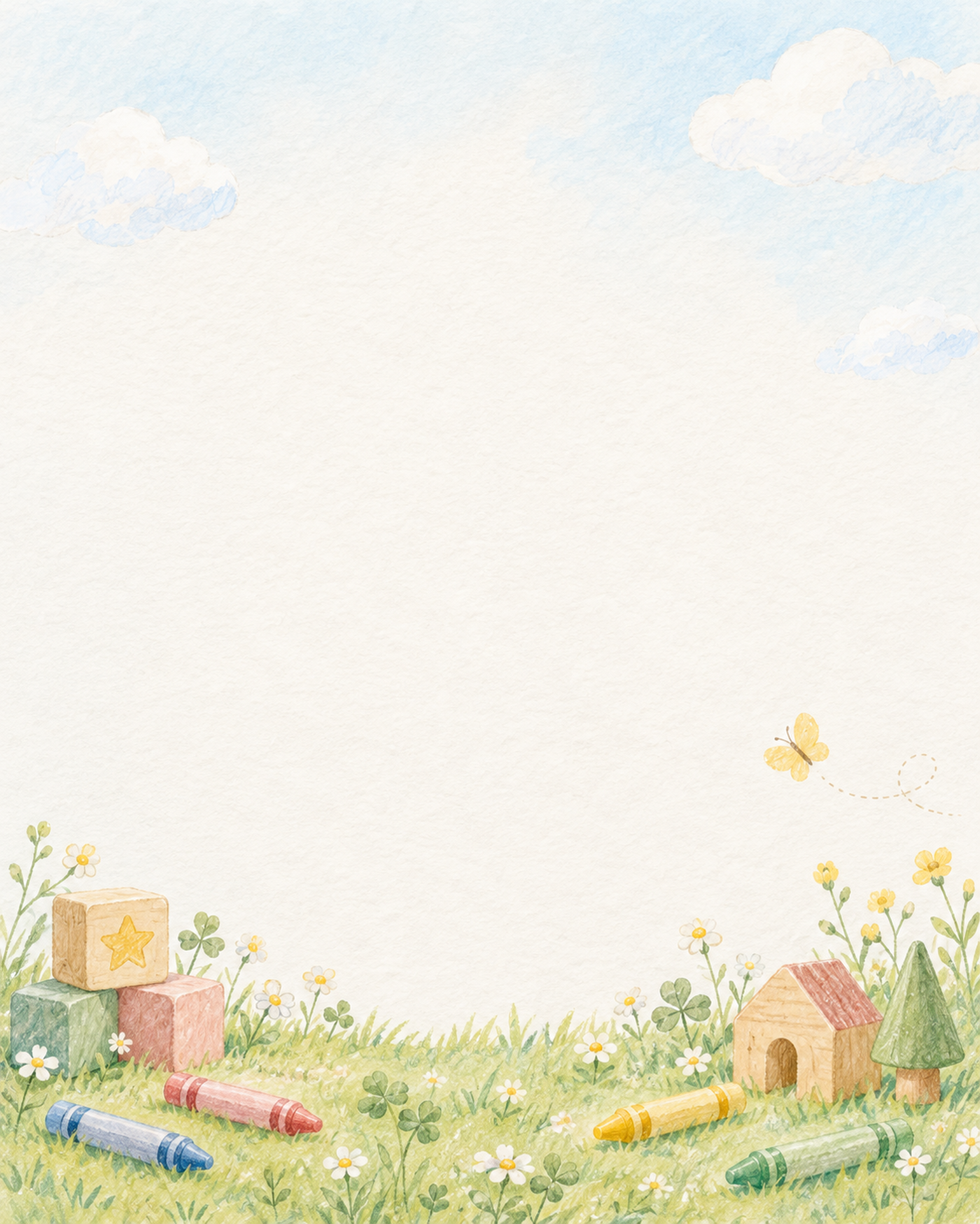 子どものお便り背景・縦長・広い書き込み余白｜文字なしの無料背景イラスト素材 103151に写真・文字を入れる