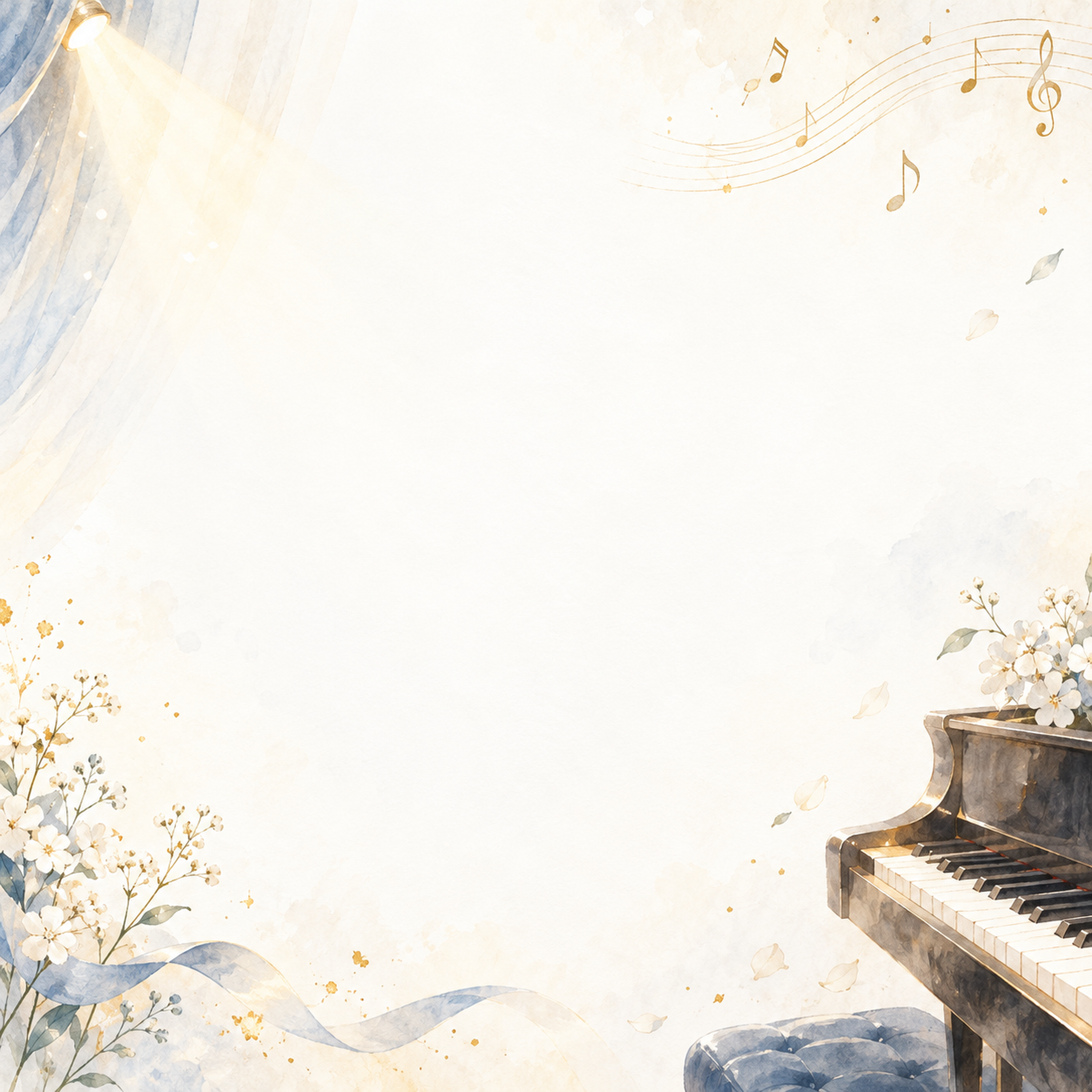 音楽会・発表会背景・周辺のやさしい彩り｜文字なしの無料背景イラスト素材 103160に写真・文字を入れる