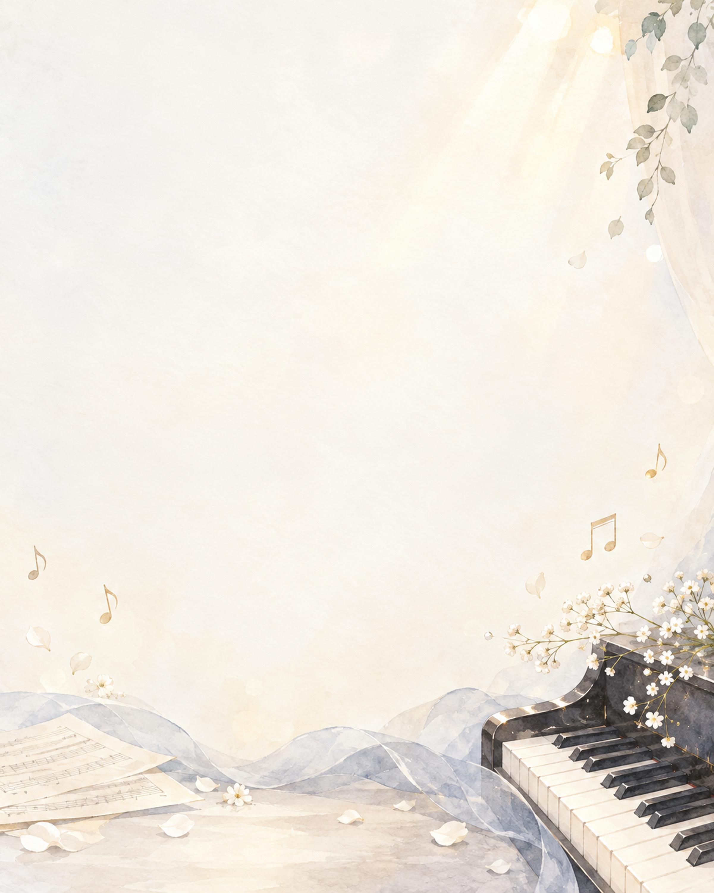 音楽会・発表会背景・縦長・広い書き込み余白｜文字なしの無料背景イラスト素材 103164に写真・文字を入れる