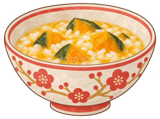かぼちゃ粥を小鉢にイラスト