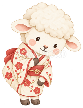 片手を胸に添える羊のイラスト｜未年・お正月のかわいい無料素材 103199