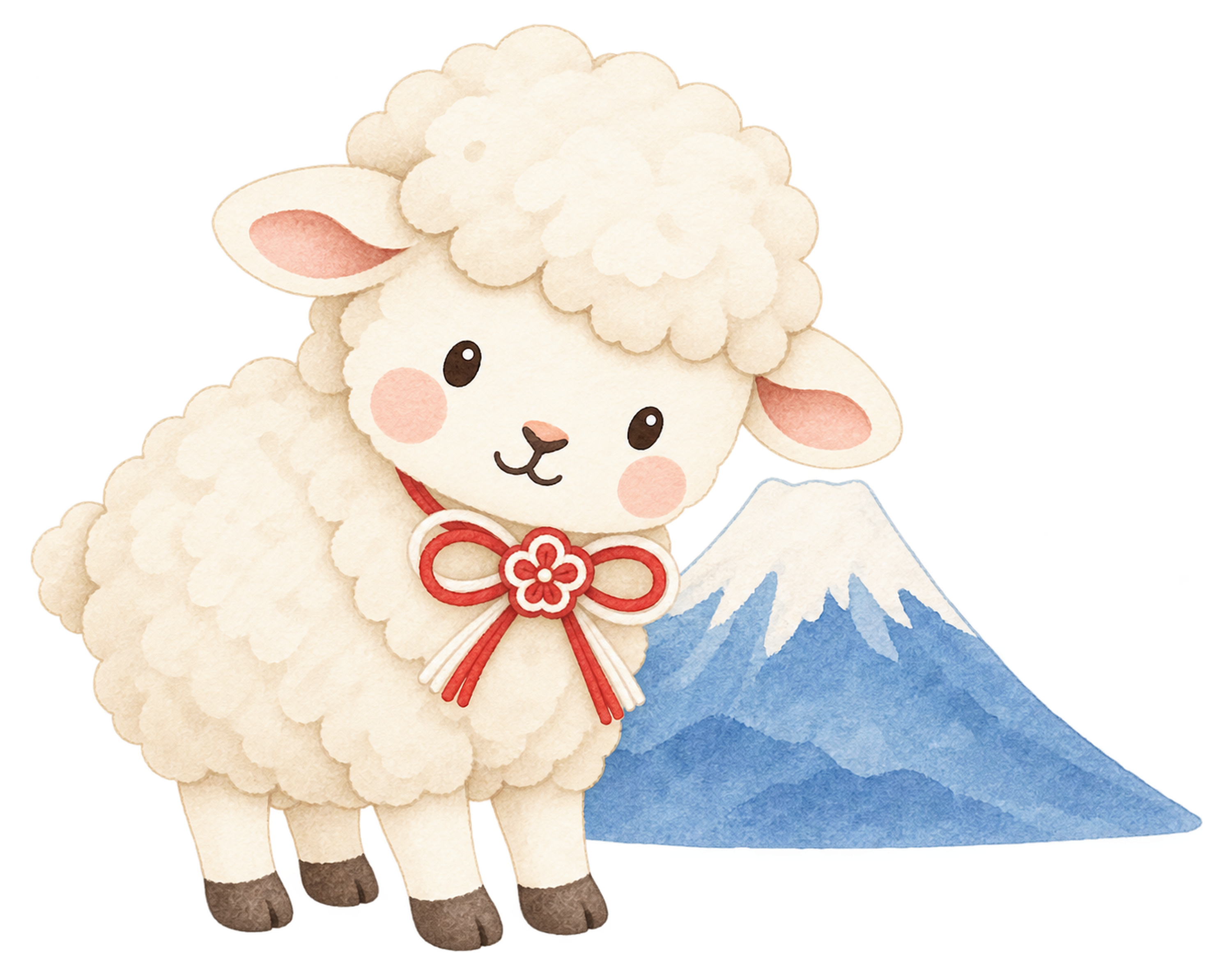 羊と富士山のイラスト｜未年・お正月のかわいい無料素材 103216に写真・文字を入れる