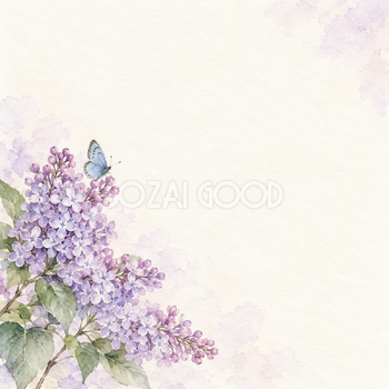 薄紫の花房と青い蝶｜文字なしの無料背景イラスト素材 103254