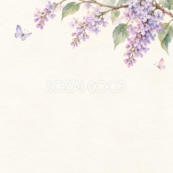 頭上に咲くライラック｜文字なしの無料背景イラスト素材 103257