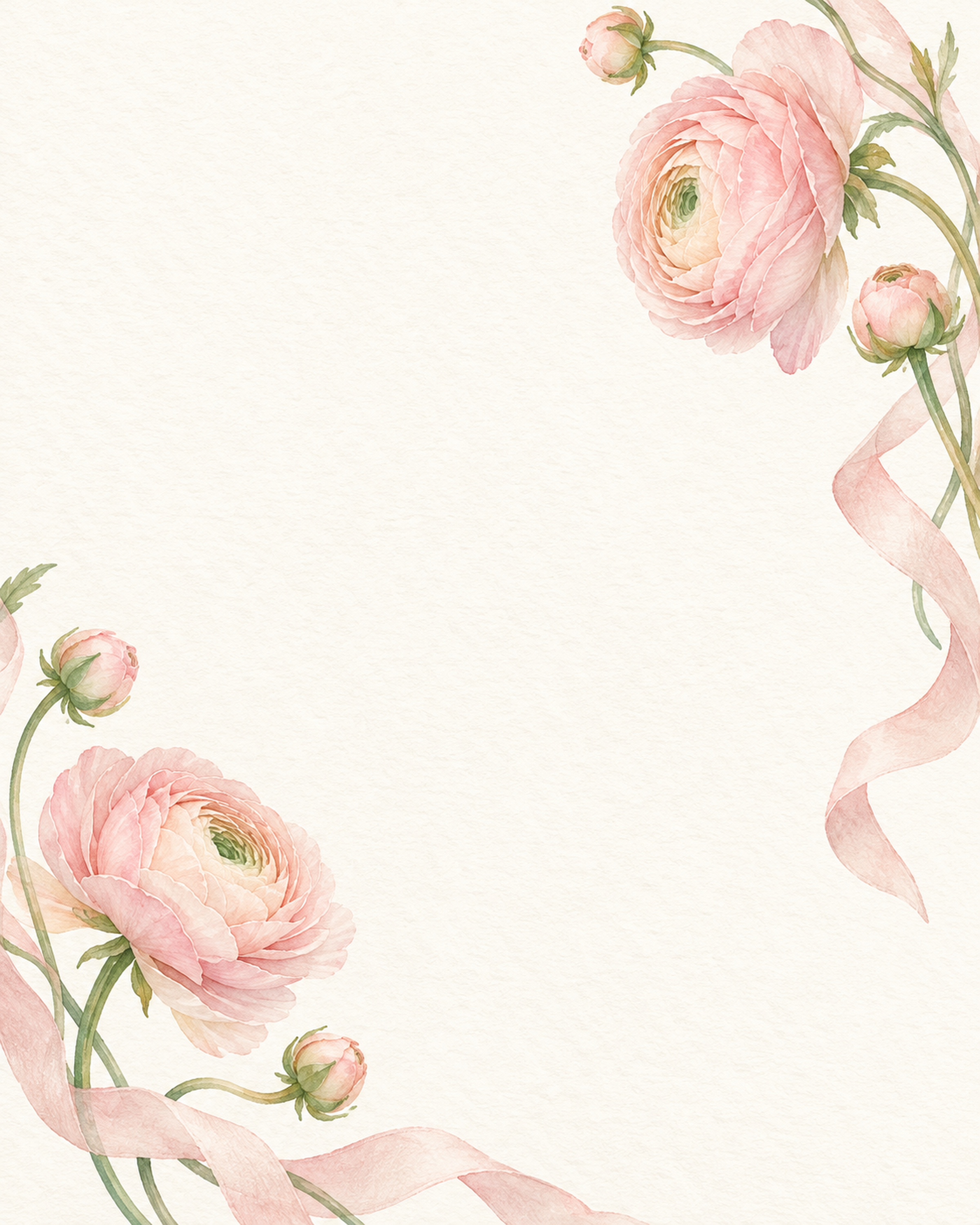 横顔の花と布リボン｜文字なしの無料背景イラスト素材 103275に写真・文字を入れる