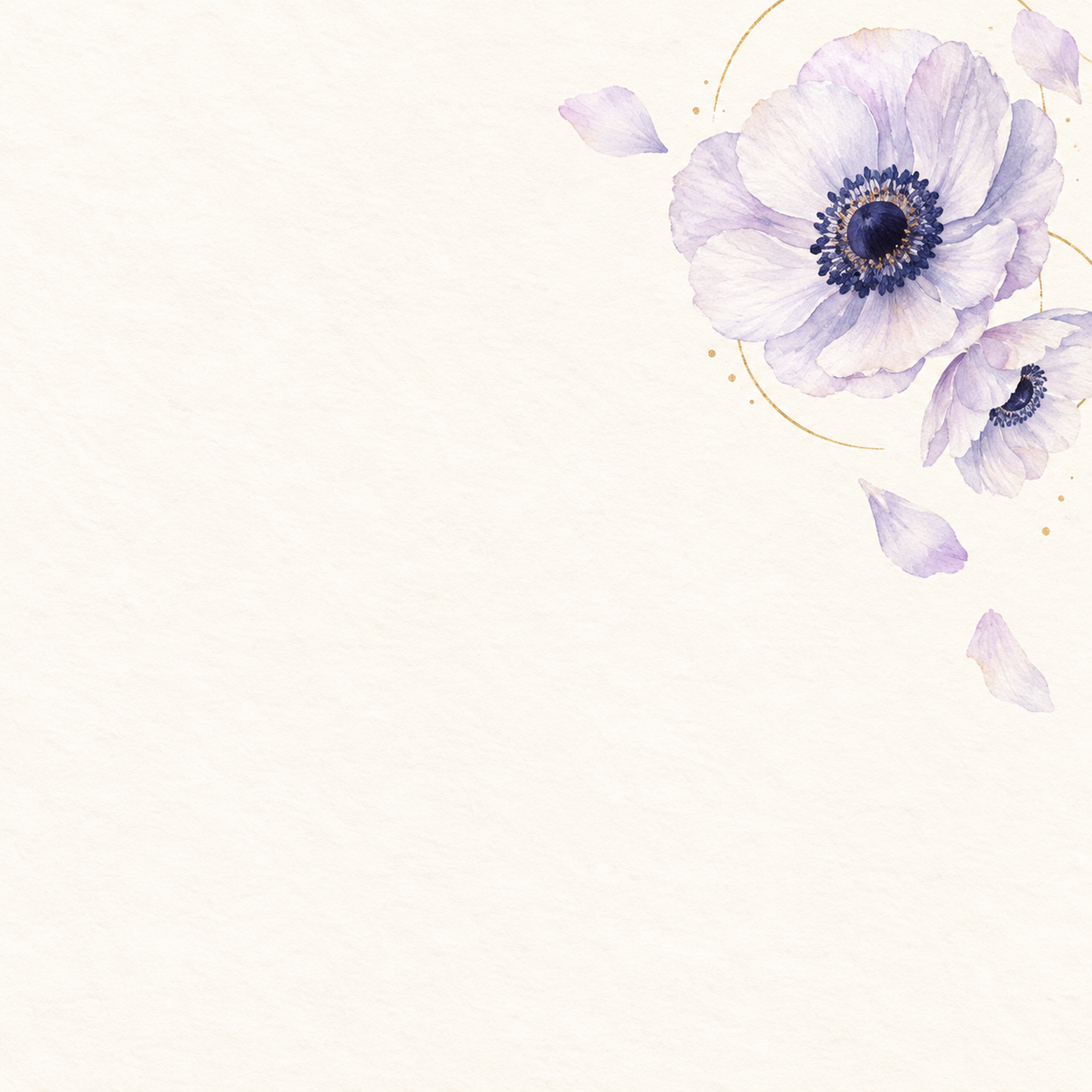 薄紫の花と小さな金の弧｜文字なしの無料背景イラスト素材 103281に写真・文字を入れる