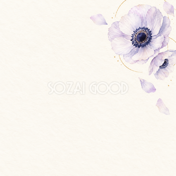 薄紫の花と小さな金の弧｜文字なしの無料背景イラスト素材 103281