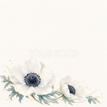 白い花と金の点描｜文字なしの無料背景イラスト素材 103282