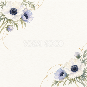 対角の花と金の流れ｜文字なしの無料背景イラスト素材 103284