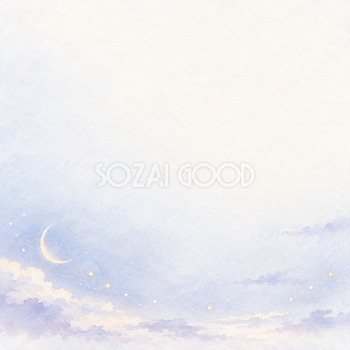 月と星のゆるい曲線｜文字なしの無料背景イラスト素材 103334