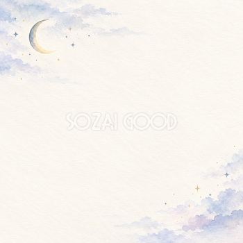 三日月と離れた星の集まり｜文字なしの無料背景イラスト素材 103336